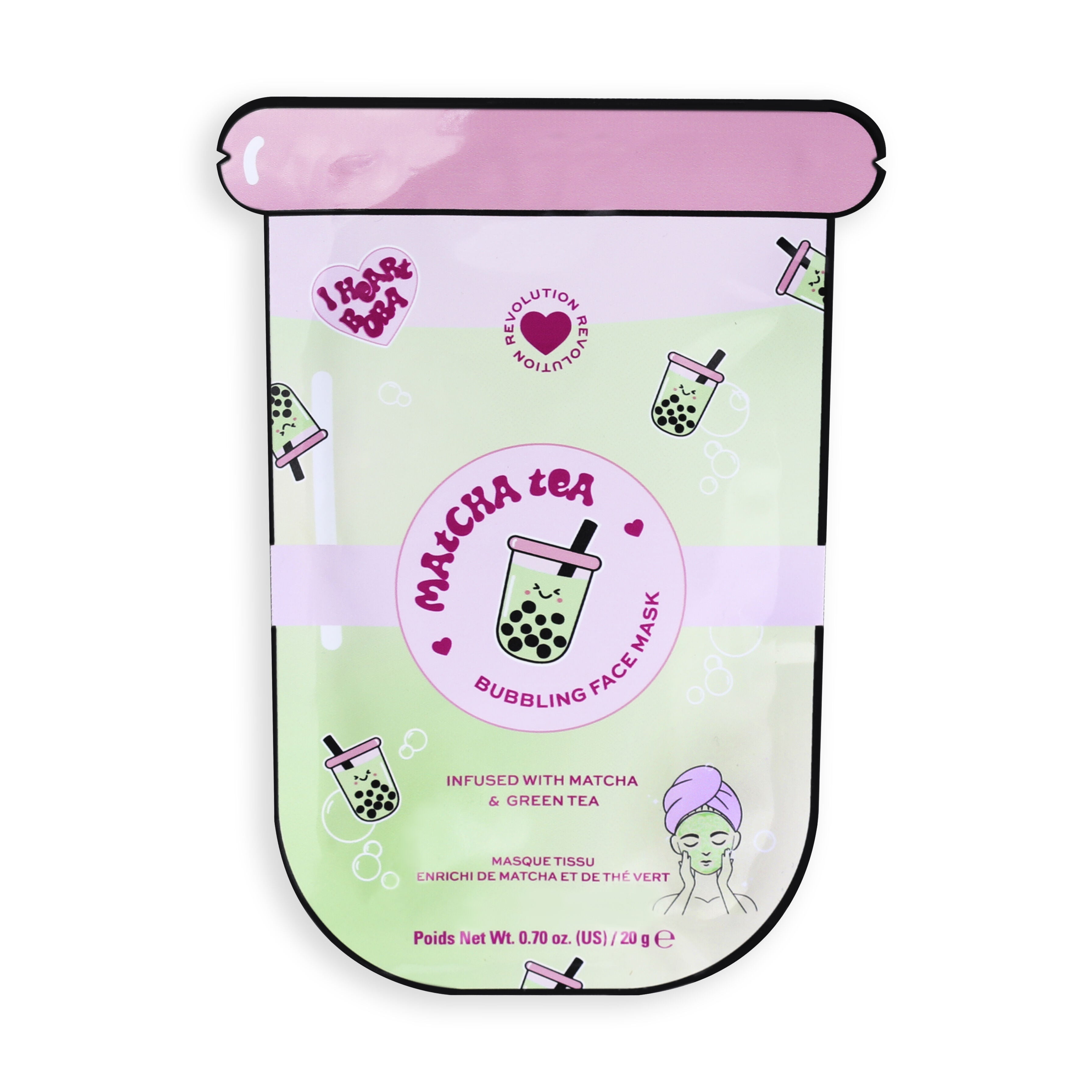 I Heart Bubble Tea Matcha Tea Bubble Sheet Mask