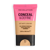 Revolution Conceal & Define Soft Matte Tube Foundation in shade F8.5NW, full coverage foundation with a soft matte finish.