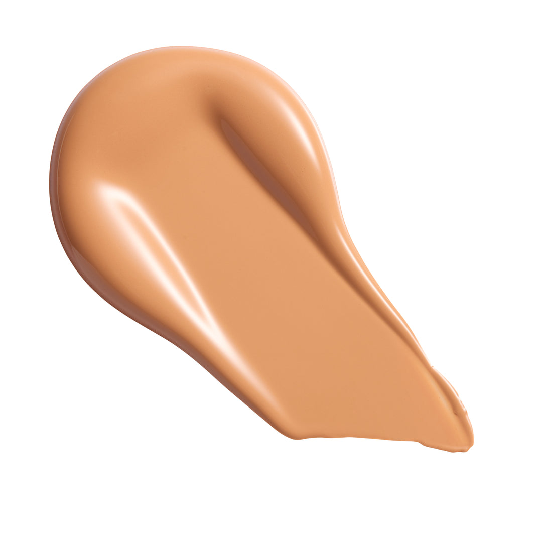 Revolution Conceal & Define Soft Matte Tube Foundation swatch on a white background, showcasing its smooth texture.