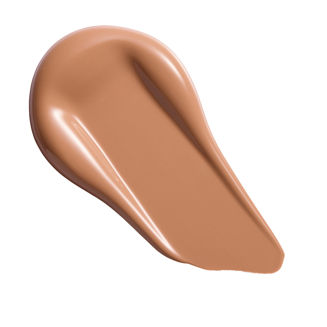 Revolution Conceal & Define Soft Matte Tube Foundation swatch in a smooth, creamy texture showcasing its full coverage formula.