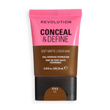 Revolution Conceal & Define Soft Matte Tube Foundation in shade F14.9NC with full coverage and soft matte finish.
