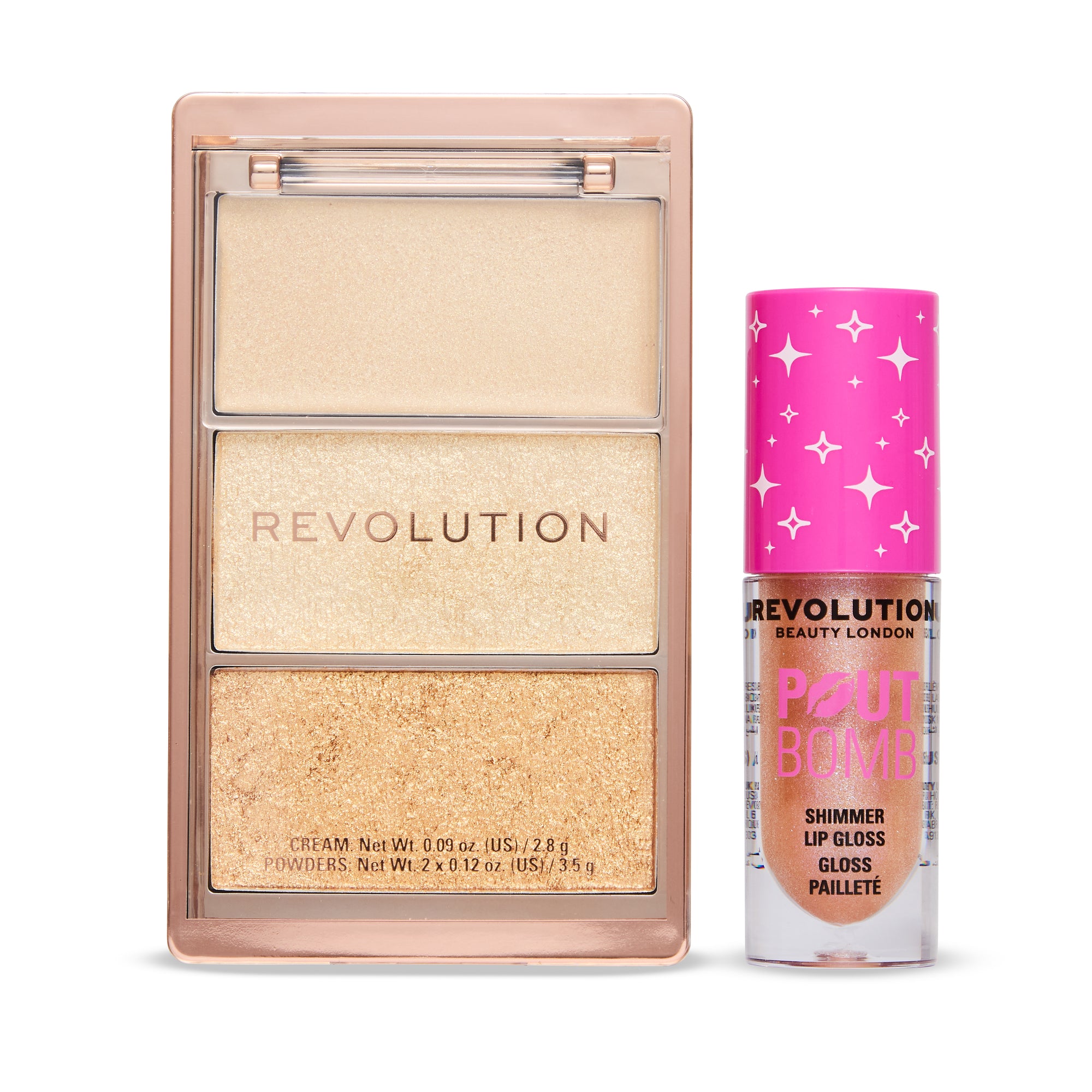 Revolution Golden Glam Lip Gloss & Highlight Duo