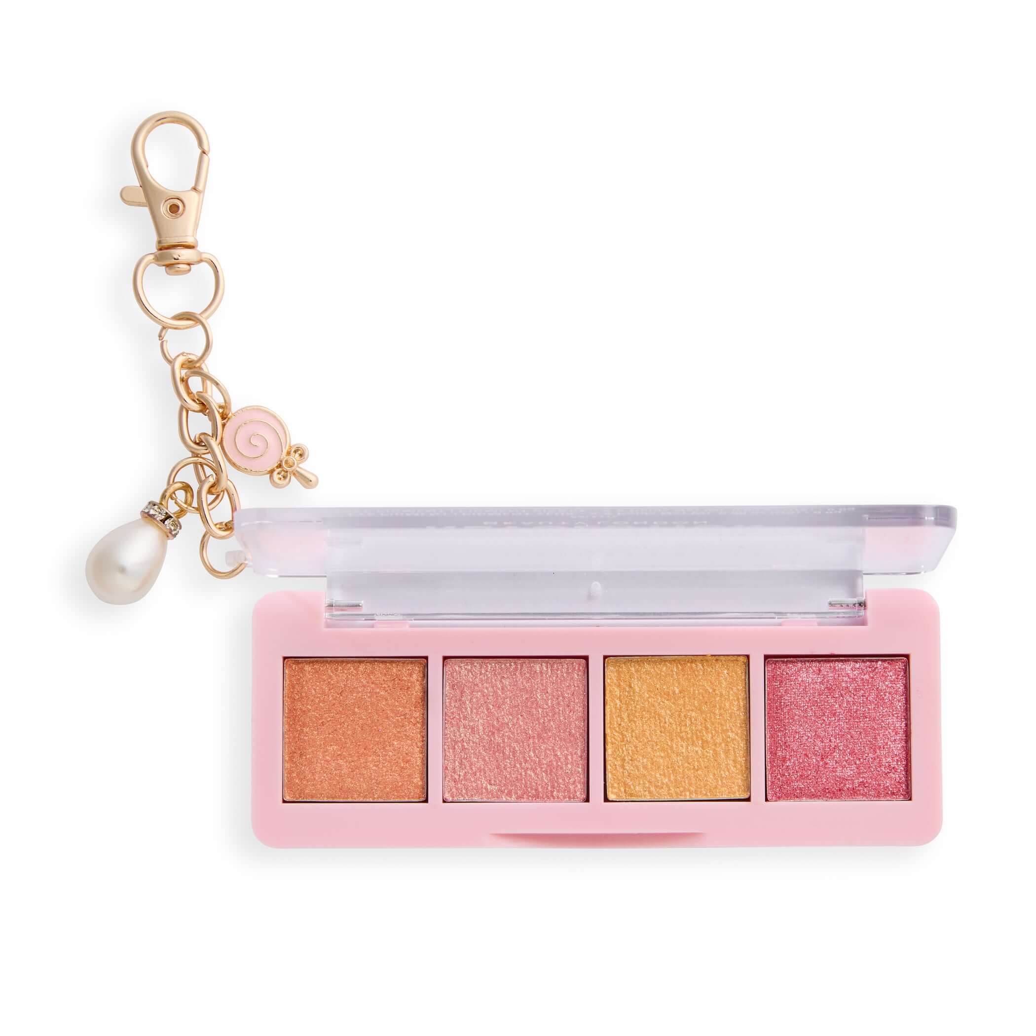 Revolution Icon Edit Mini Eyeshadow Palette with candy-inspired shimmer pigments and collectible charm.