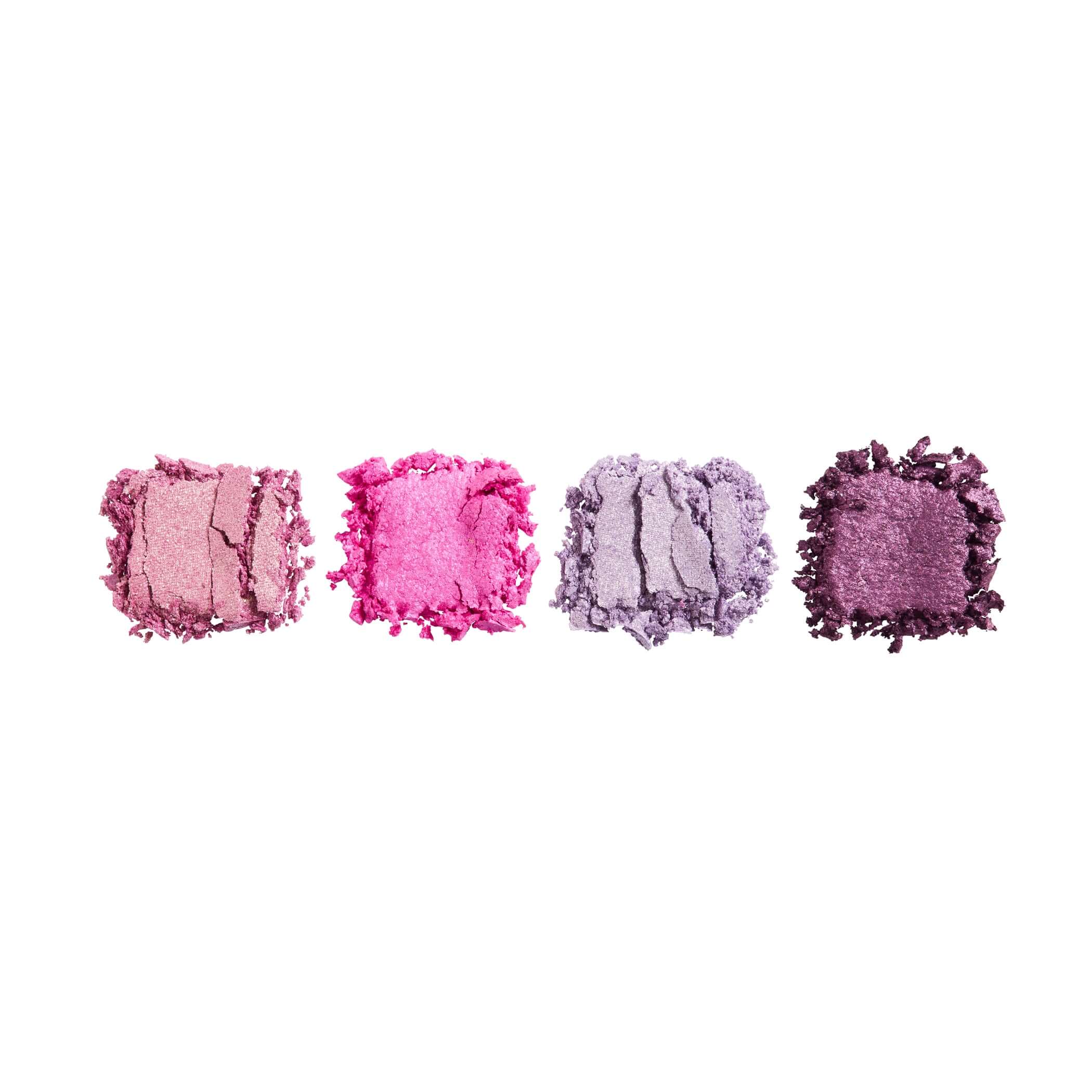 Revolution Icon Edit Mini Eyeshadow Palette with candy-inspired shimmer pigments in pink and purple shades.