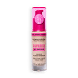 Revolution Superfix Blur Longwear Foundation F0.5C in a sleek bottle with a pink pump for flawless skin perfection.
