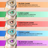 Revolution Pro Miracle Pro-R LED Booster showcasing various skincare care types with benefits listed.