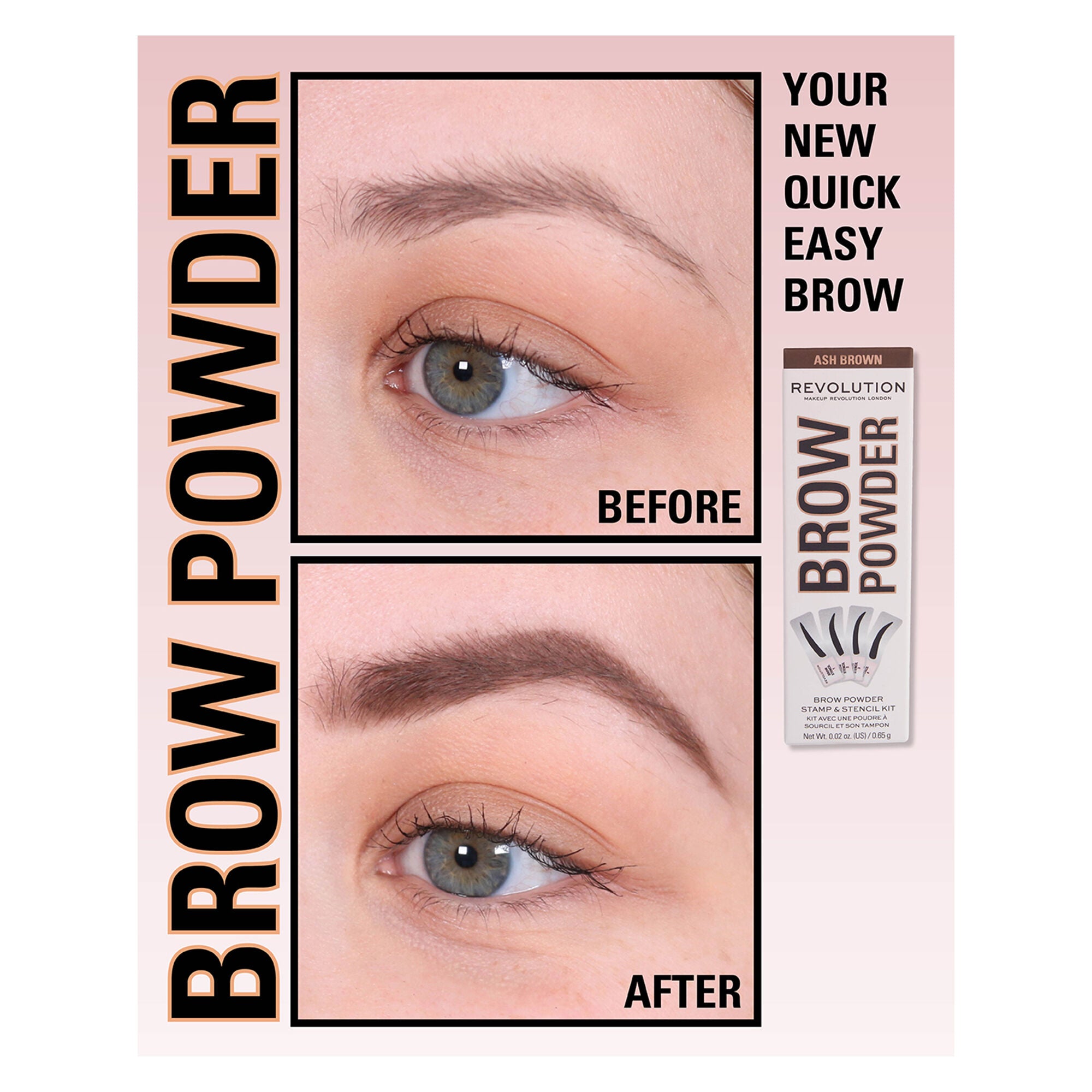 Revolution Brow Powder Stamp & Stencil Kit Ash Brown