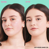 Before and after using Revolution Conceal and Define Full Coverage Concealer, shade C1N.