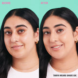 Before and after using Revolution Conceal and Define Full Coverage Concealer in shade C8C for flawless skin.