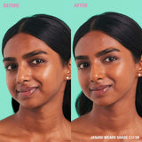 Before and after using Revolution Conceal and Define Full Coverage Concealer in shade C13.5N.