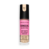 Revolution Conceal and Define Full Coverage Concealer in shade C0.2N, providing full coverage with a soft matte finish.