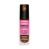 Revolution Conceal and Define Full Coverage Concealer in shade C16NW, offering soft matte finish and full coverage.