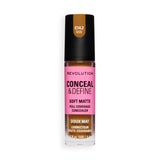 Revolution Conceal and Define Full Coverage Concealer in C14.2NW, soft matte finish, ideal for concealing imperfections.