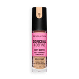 Revolution Conceal and Define Full Coverage Concealer in C6N, soft matte finish for perfecting skin complexion.