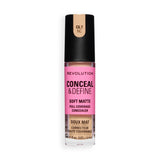 Revolution Conceal and Define Full Coverage Concealer in shade C6.7NC, featuring a soft matte finish.