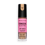 Revolution Conceal and Define Full Coverage Concealer in C6.2NC with soft matte finish for perfecting skin.
