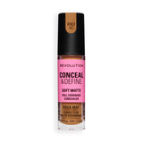 Revolution Conceal and Define Full Coverage Concealer in C12.7NC, soft matte finish perfecting skin imperfections.