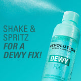 Revolution Dewy Fix PDRN + HA Hydrating Capsule Setting Spray with hydration mist effect.