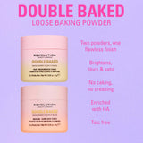 Revolution Double Baked Loose Baking Powder duo for flawless finish, brightening, blurring and setting makeup without caking.