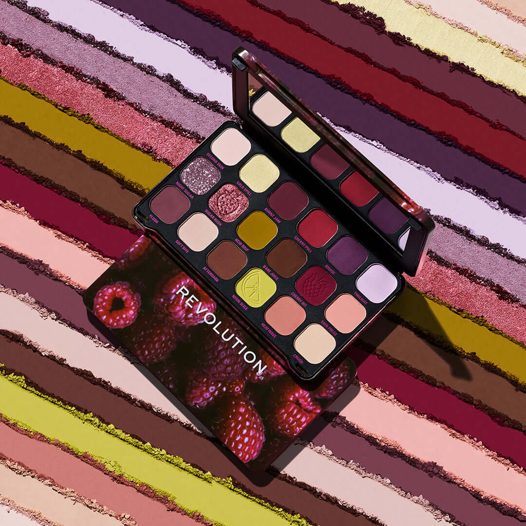Revolution Forever Flawless Berry Underground Eyeshadow Palette with cool-toned shades for versatile eye looks.