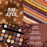 Revolution Forever Flawless Doe Eyes Eyeshadow Palette featuring warm tones, creamy mattes, and glowing shimmers.