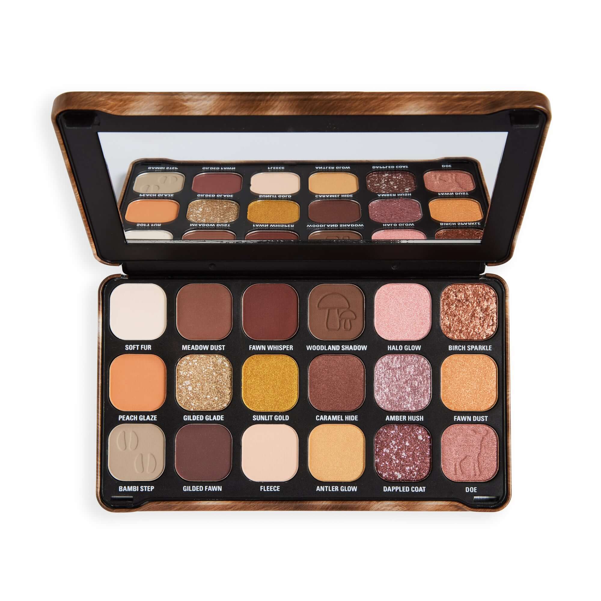 Revolution Forever Flawless Doe Eyes Eyeshadow Palette featuring warm, wearable shades for soft glam looks.