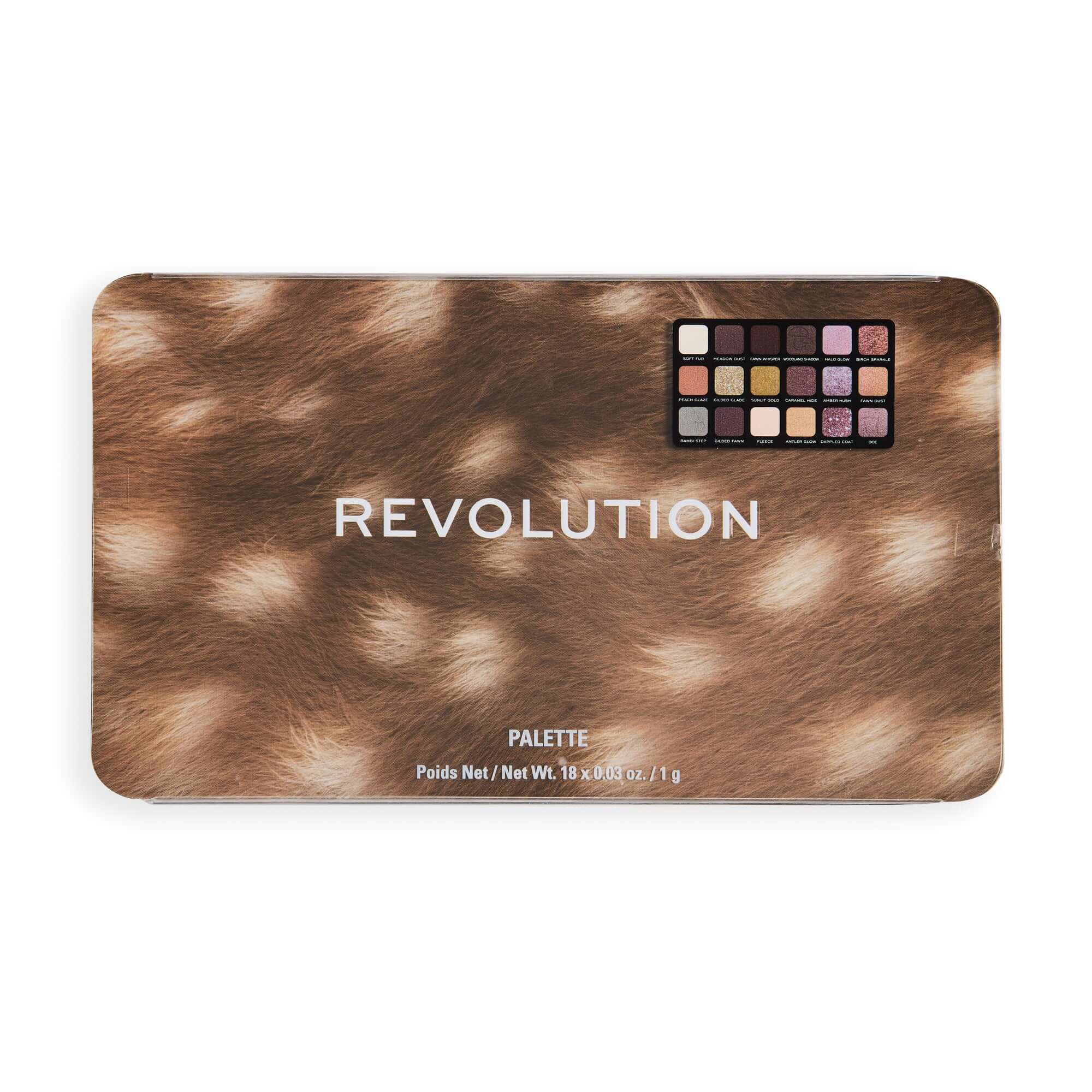 Revolution Forever Flawless Doe Eyes Eyeshadow Palette with warm, wearable shades for soft glam looks.
