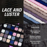 Revolution Forever Flawless Lace & Luster Eyeshadow Palette showcasing rich berry tones and shimmery finishes.