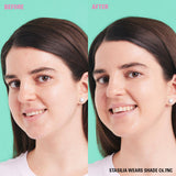 Before and after photo showcasing Revolution Conceal and Define Full Coverage Concealer on model wearing shade C6.7NC.