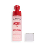 Revolution Glass Fix Powder Melting Setting Spray bottle with cap, infused with ceramides for hydrated skin.