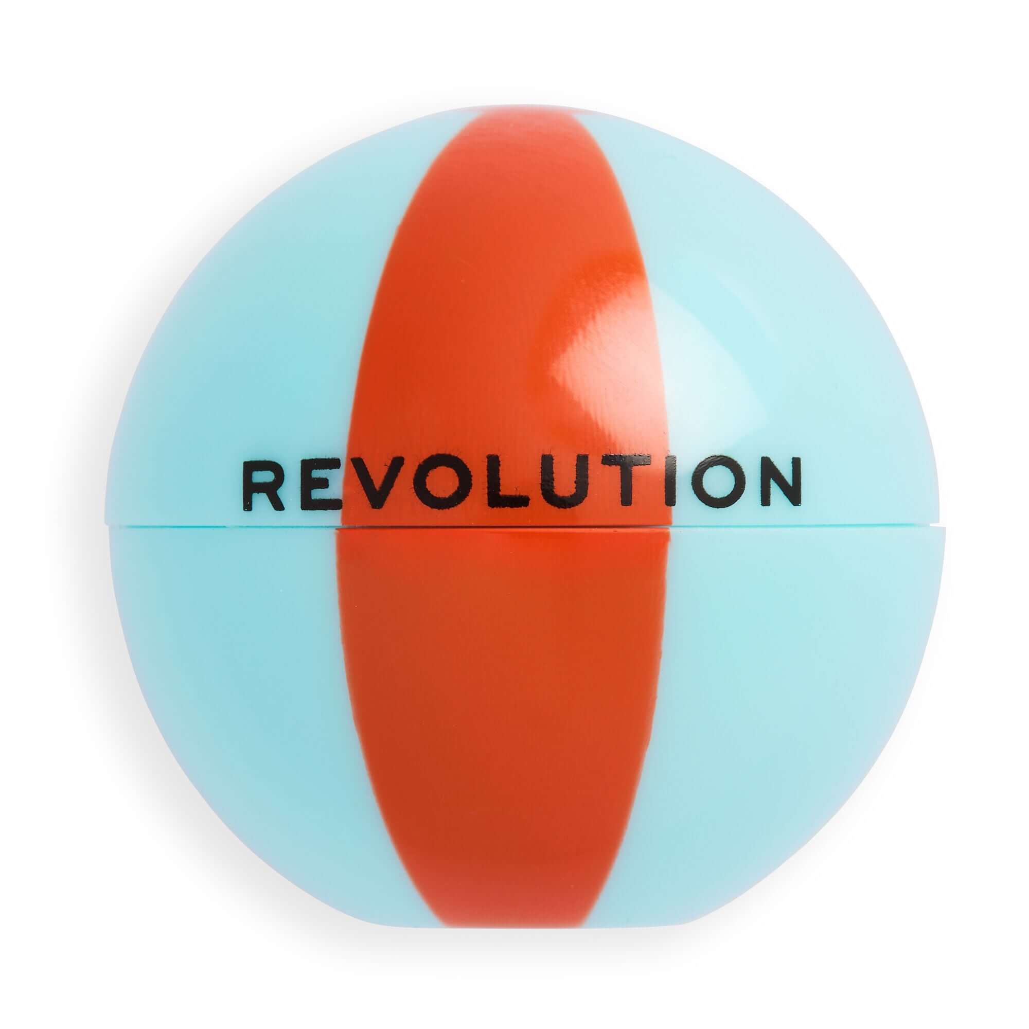 Revolution Inflatable Glow Lip & Cheek Tint in Tropical Creamsicle with playful blue and red packaging.
