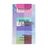 Revolution Pixie Wing Eyeshadow Palette featuring a colorful and whimsical design highlighting pastel and grunge tones.