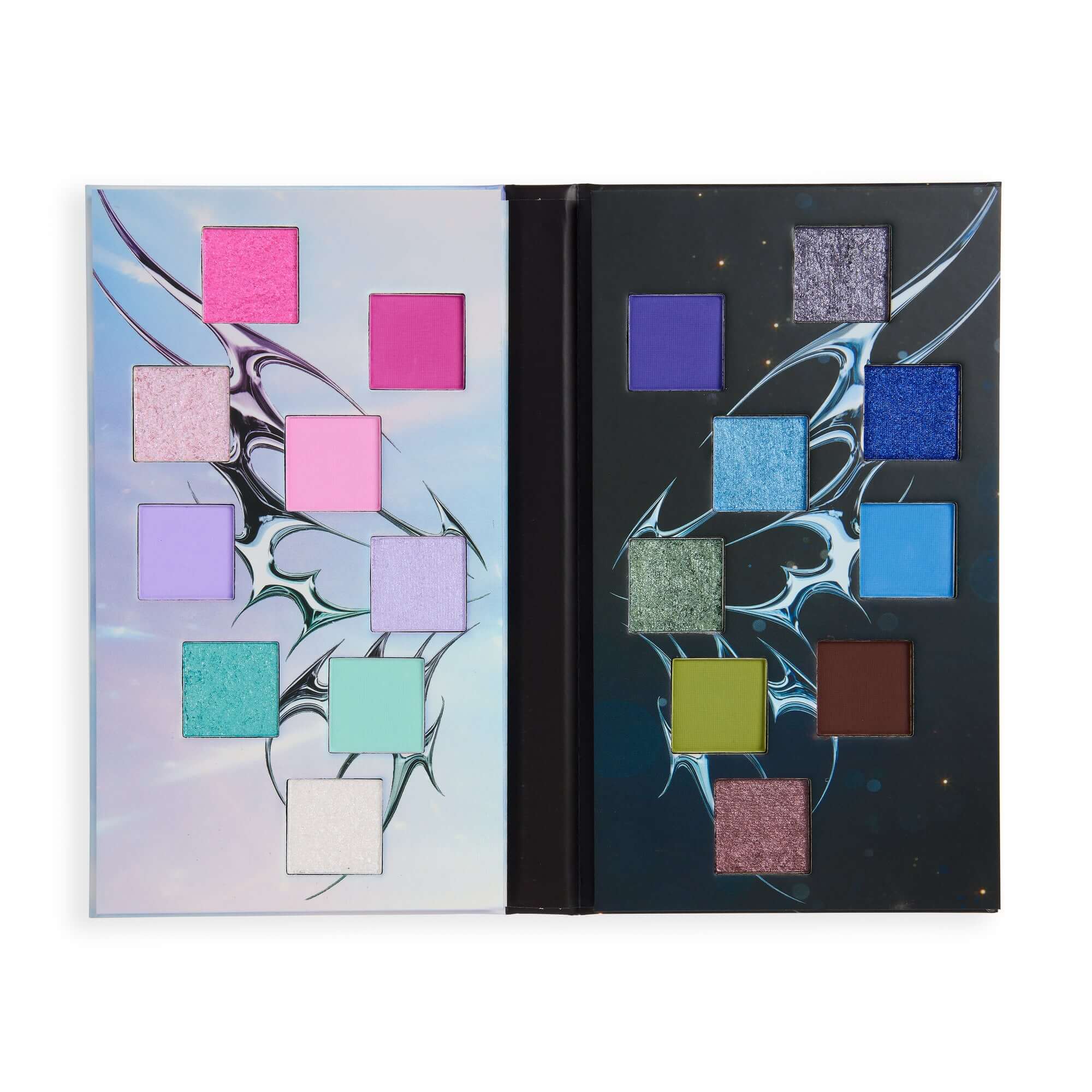 Revolution Halloween Fairy Glow 4-Piece Bundle dual-sided Pixie Wing Eyeshadow Palette with vibrant colors.