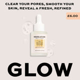 Revolution Pro Miracle 2% Salicylic Acid BHA Anti Blemish Serum bottle with glowing backdrop