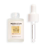 Revolution Pro Miracle 2% Salicylic Acid BHA Anti Blemish Serum bottle and dropper on white background.