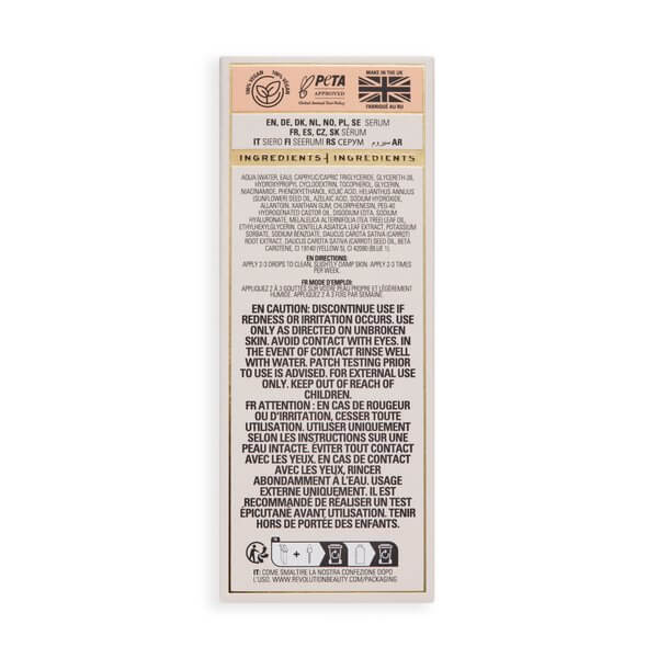 Ingredients list for Revolution Pro Miracle Azelaic Acid, Kojic Acid & Tea Tree Blemish Serum