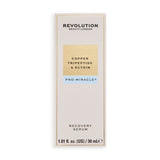 Revolution Pro Miracle Copper Tripeptide Ectoin Recovery Serum packaging showcasing copper tripeptide and ectoin benefits.