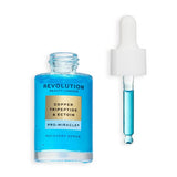 Revolution Pro Miracle Copper Tripeptide Ectoin Recovery Serum in a dropper bottle, designed for glowing skin.