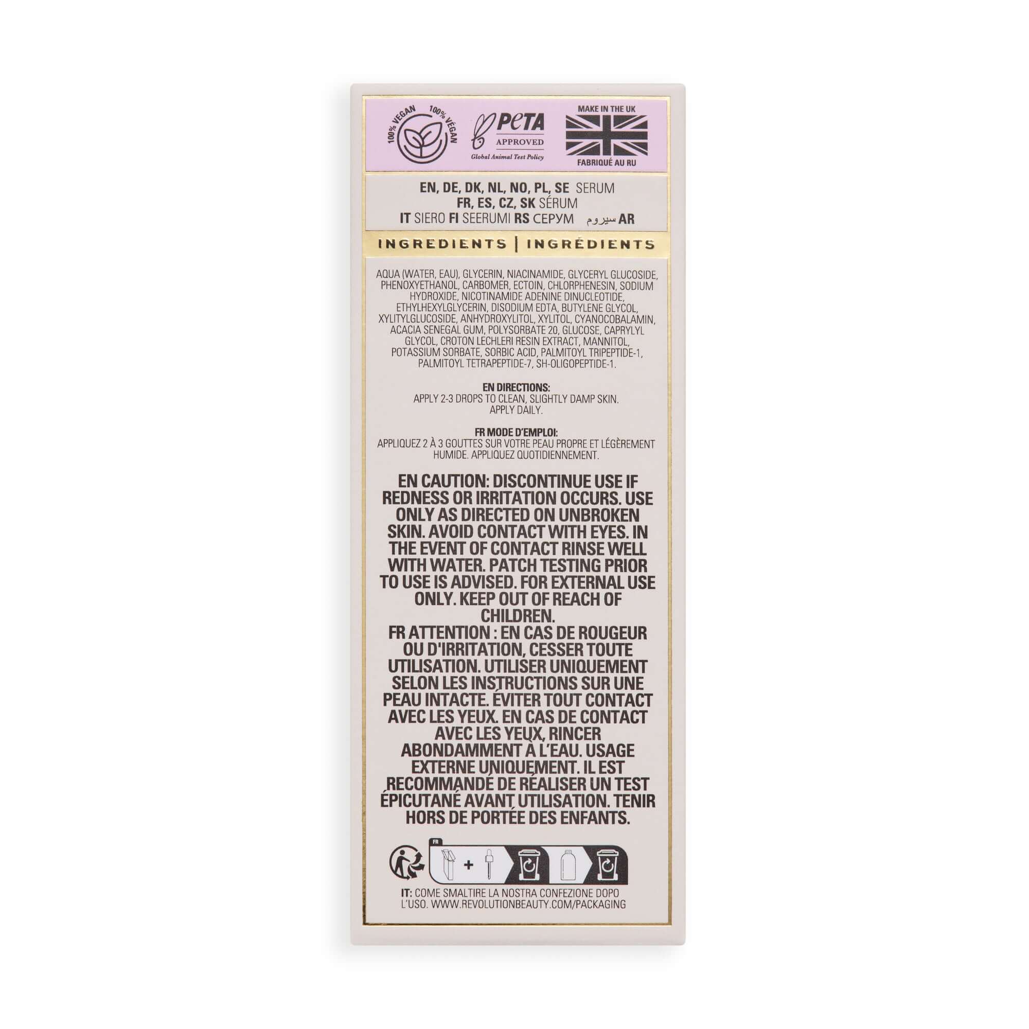 Revolution Pro Miracle EGF & NAD+ Youth Boost Serum ingredients and directions for use.