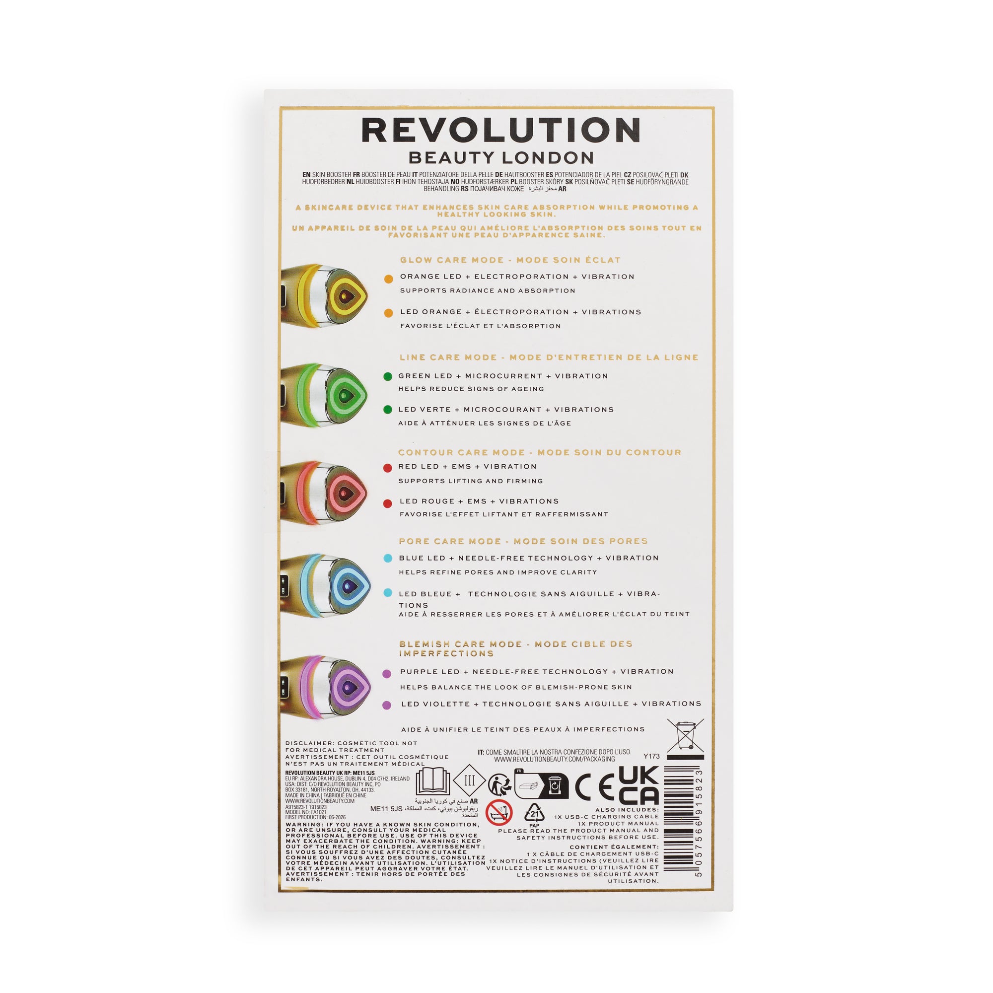 Revolution Pro Miracle Pro-R LED Booster device modes for enhanced absorption and radiant skin
