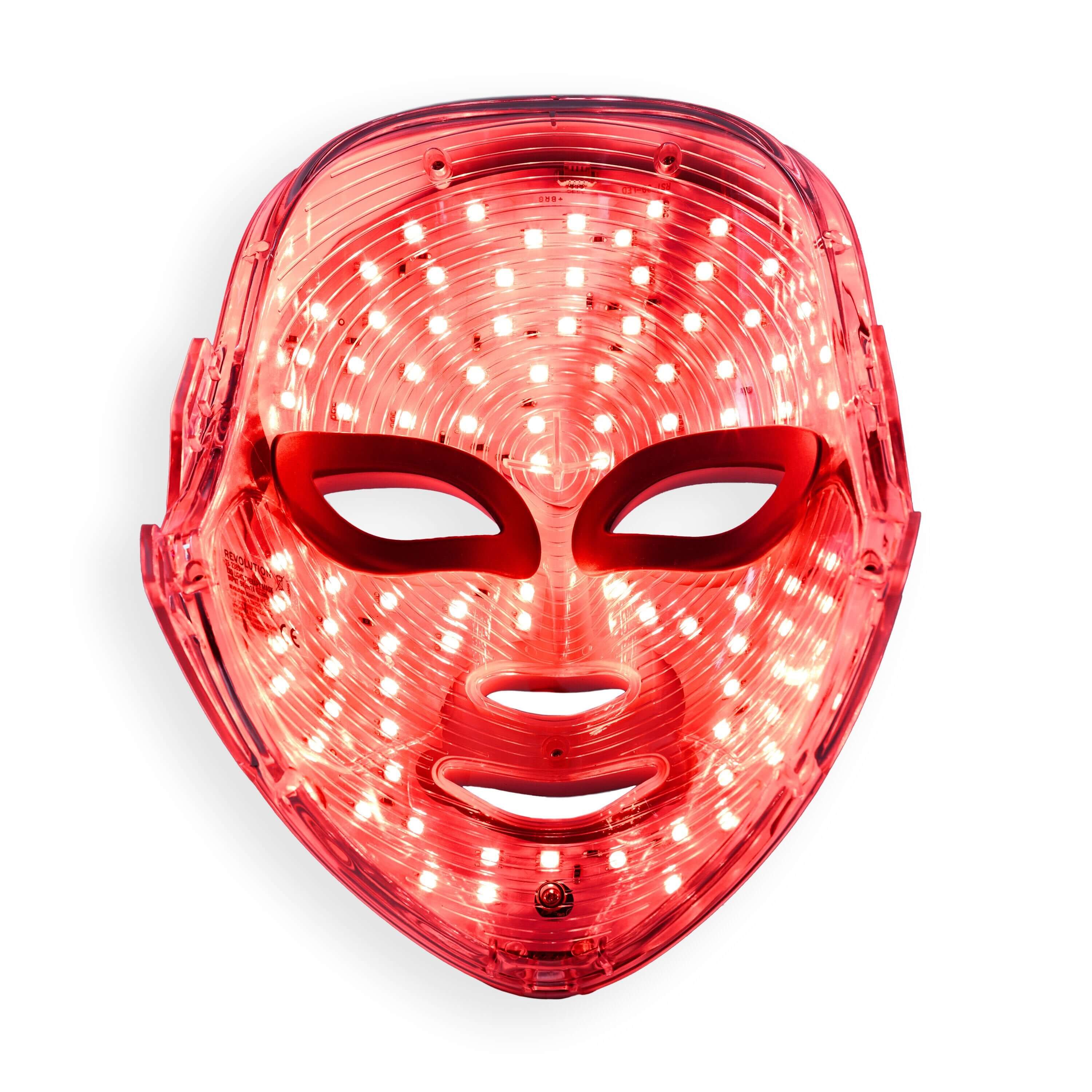 Revolution Pro Miracle LED Face Mask with red lights for at-home skincare treatments.
