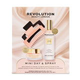 Revolution Pro Miracle Mini Day + Spray Gift Set featuring Miracle Cream and Glow Elixir for hydration and glow.