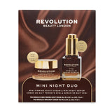 Revolution Pro Miracle Mini Night Cream & Serum Duo packaging featuring night cream and serum for radiant skin.