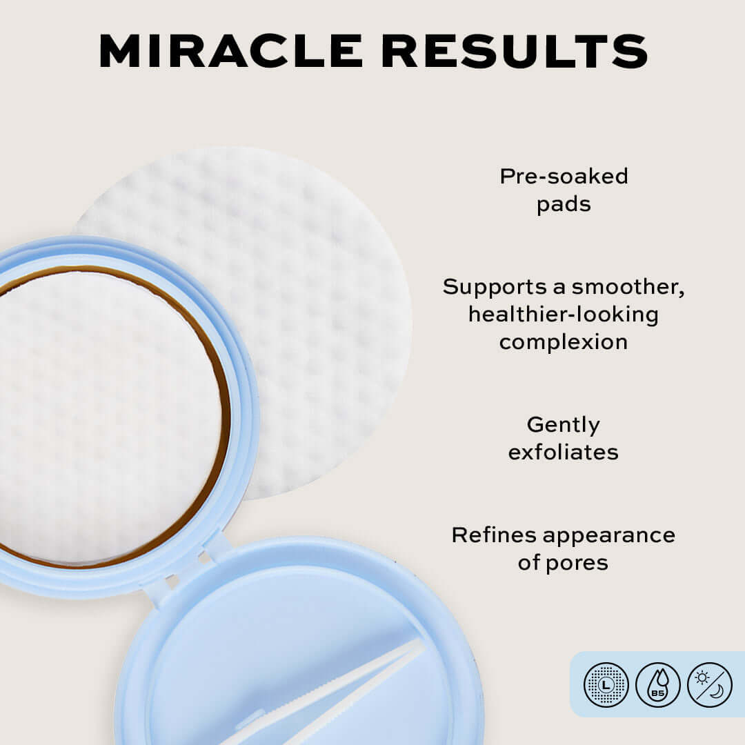 Revolution Pro Miracle No Pore Pads packaging showing pre-soaked exfoliating pads for smoother, healthier-looking skin.