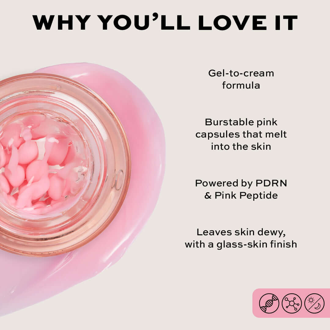 Revolution Pro Miracle PDRN + Peptide Plumping Capsule Cream in a pink gel-cream formula with burstable capsules.