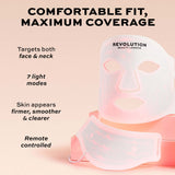 Revolution Pro Miracle Silicone LED Face and Neck Mask White with 7 light modes for skincare, comfortable fit, maximum coverage.