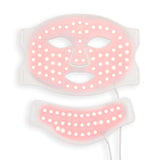 Revolution Pro Miracle Silicone LED Face and Neck Mask White showcasing pink LED lights for skincare.