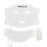 Revolution Pro Miracle Silicone LED Face and Neck Mask White with remote control for skincare.
