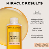 Revolution Pro Miracle Surface Boost Kojic Acid, Turmeric + Glycolic Acid Toner with brightening and exfoliating benefits.