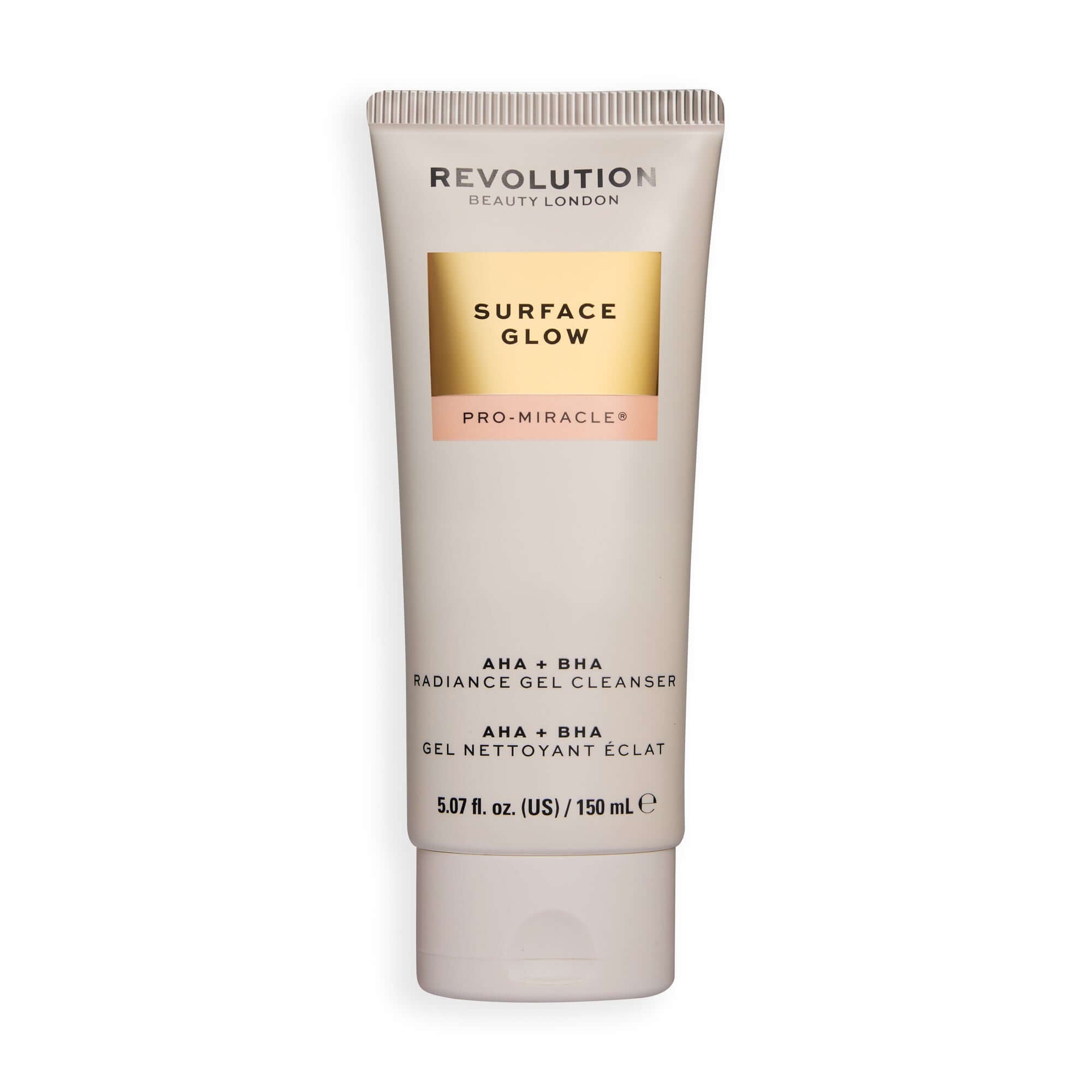 Revolution Pro Miracle Surface Glow AHA + BHA Radiance Gel Cleanser in a tube packaging